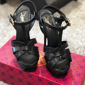 Saint Laurent Tribute patent Platform Sandals
